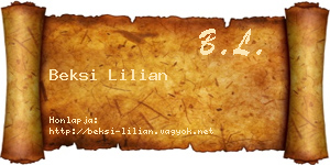 Beksi Lilian névjegykártya